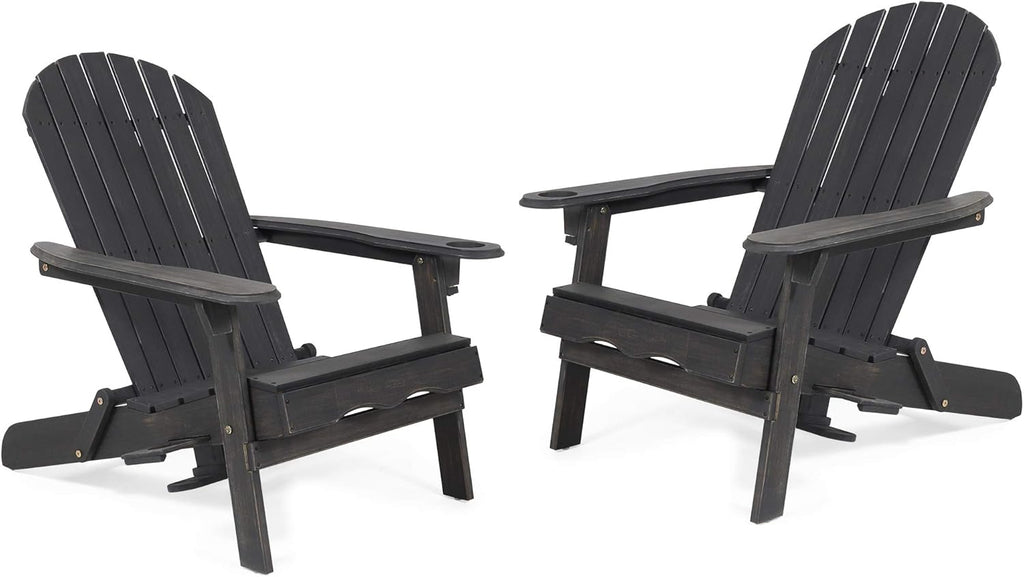 Acacia Wood Folding Adirondack Chairs Set of 2 Q172477