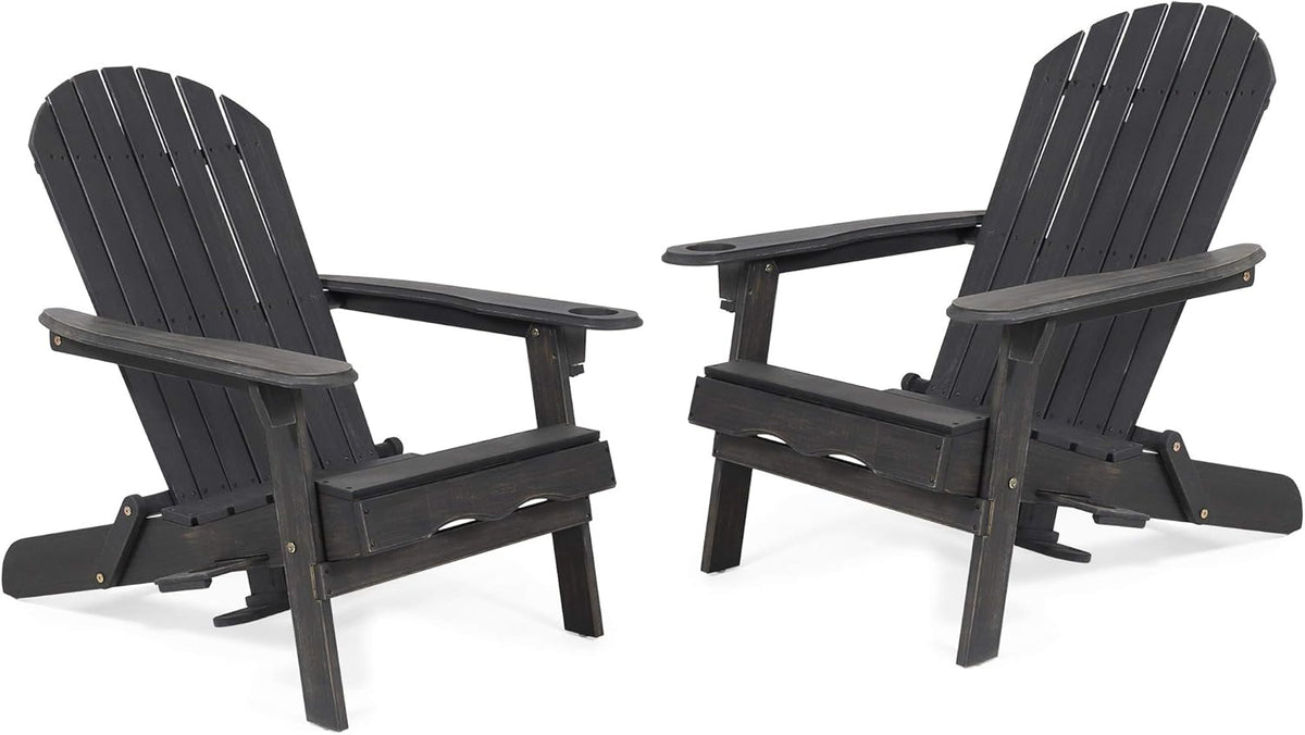 Acacia Wood Folding Adirondack Chairs Set of 2 Q172477