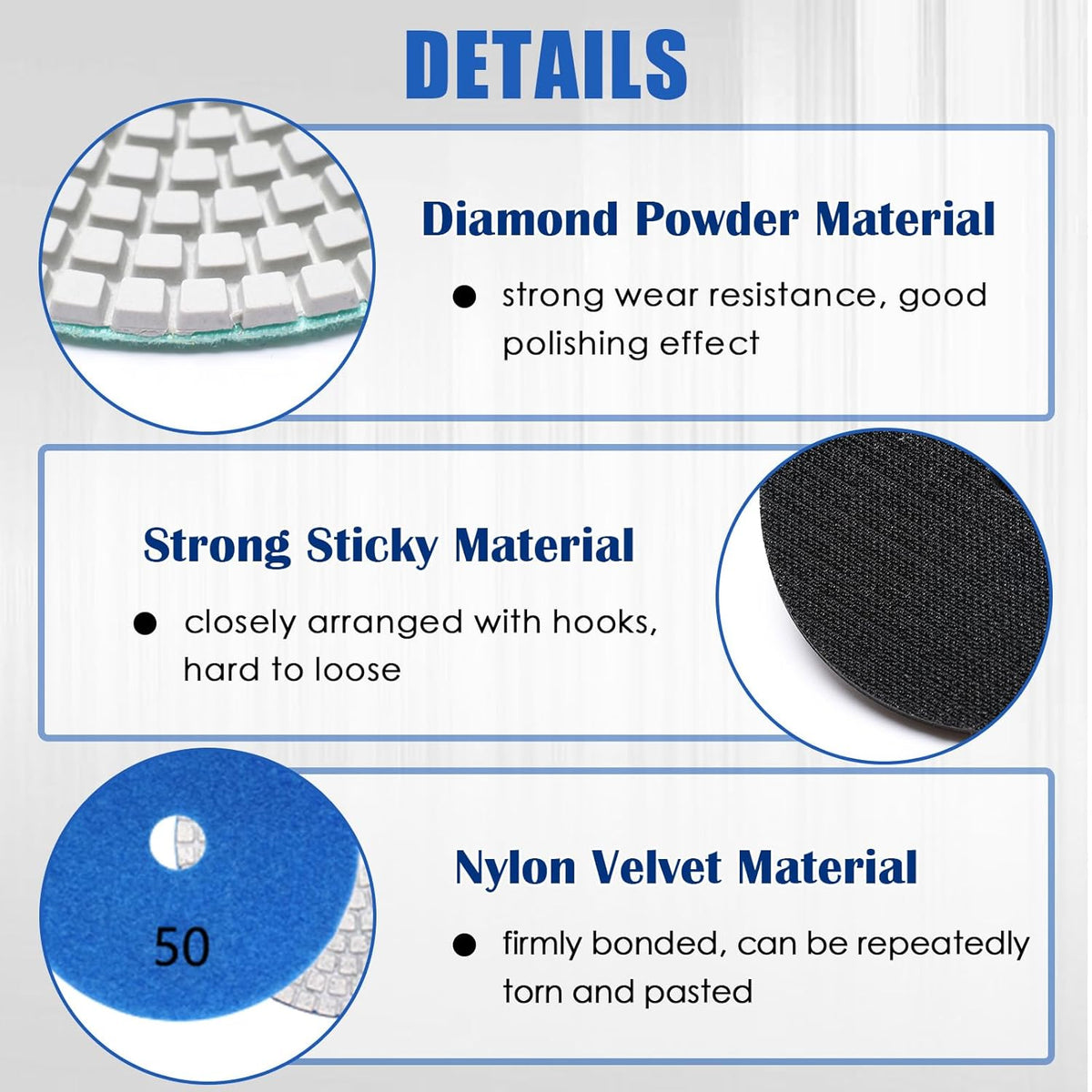 12+1 Pack 4 Inch Diamond Polishing Pads Wet/Dry (50-8000 Grit) Q39305