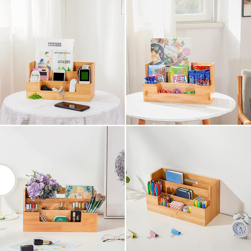 Bamboo Desk Organizer with Handle, 9 Compartments Pack of 2 Y224095