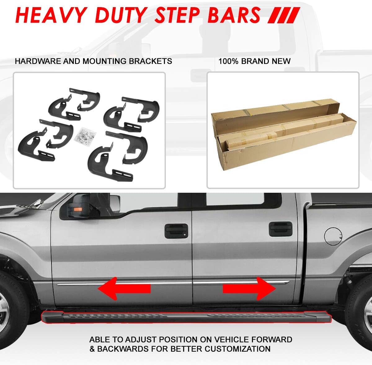 6 Inches Black Aluminum Running Boards S88062