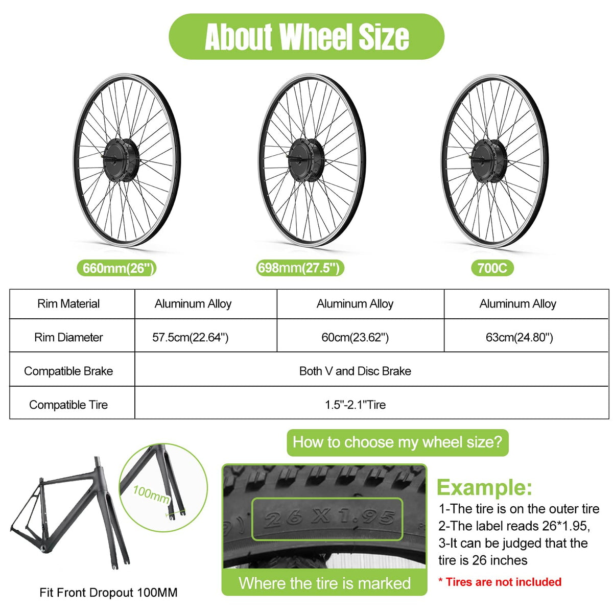 48V 500W Front Hub Motor Electric Bike Conversion Kit with LCD Display K308