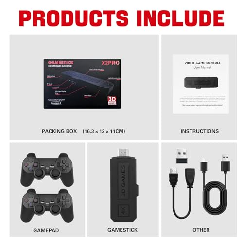 256GB Wireless Retro Gaming Console with 2.4GHz Wireless Controllers X647
