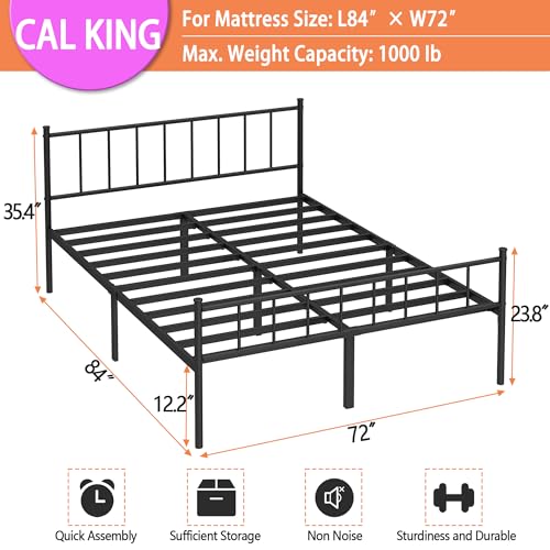 Full Metal Platform Bed Frame with Steel Slat Support X768
