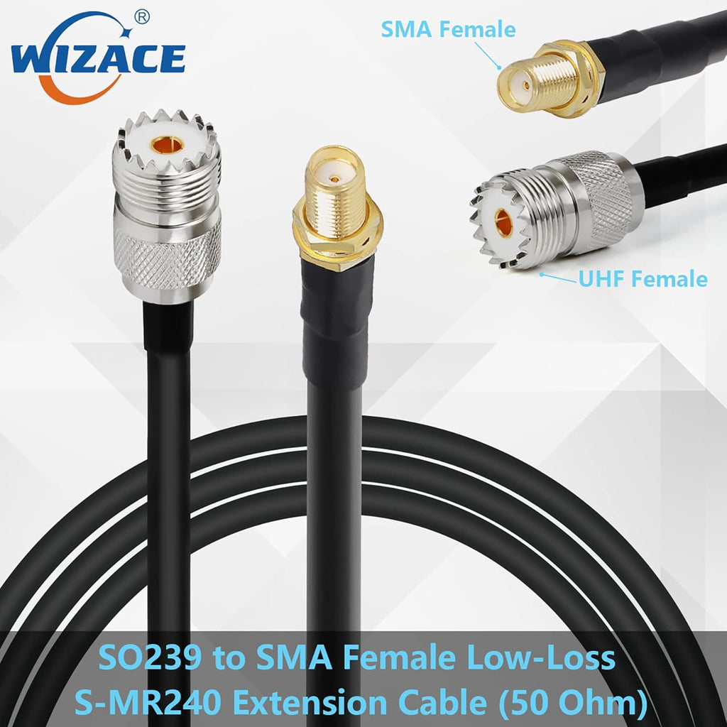 36 ft SMA Female to SO239 Extension Cable, Pure Copper Low-Loss Coaxial Cables 50 Ohm V98744