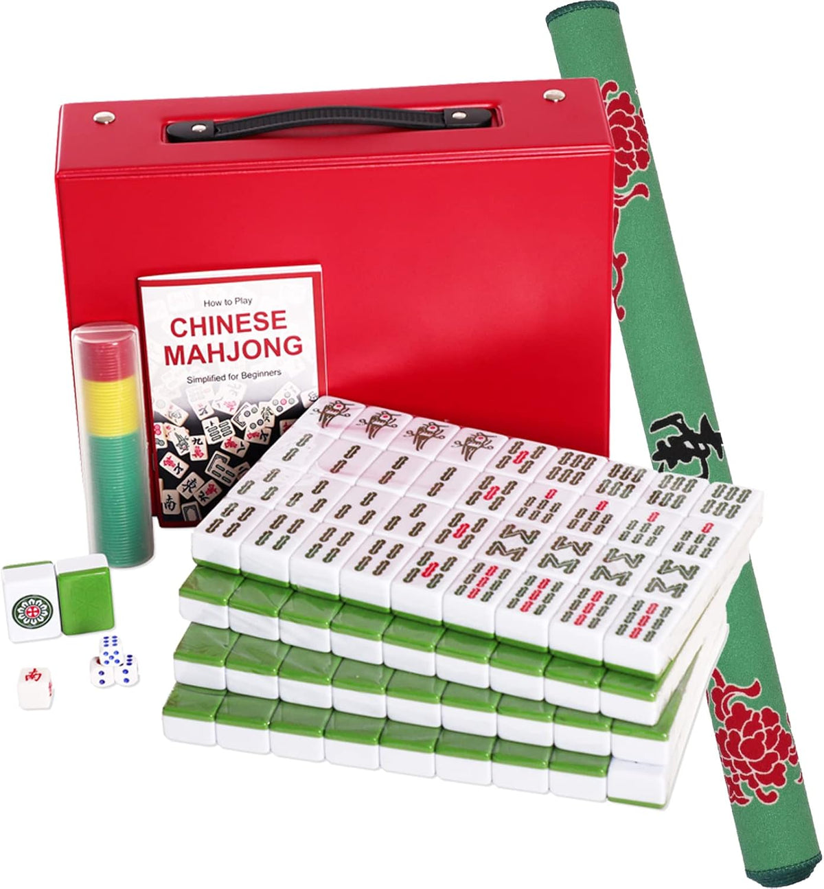 X-Large 1.6" Durable Melamine Mahjong Tiles with Carrying Case X465787