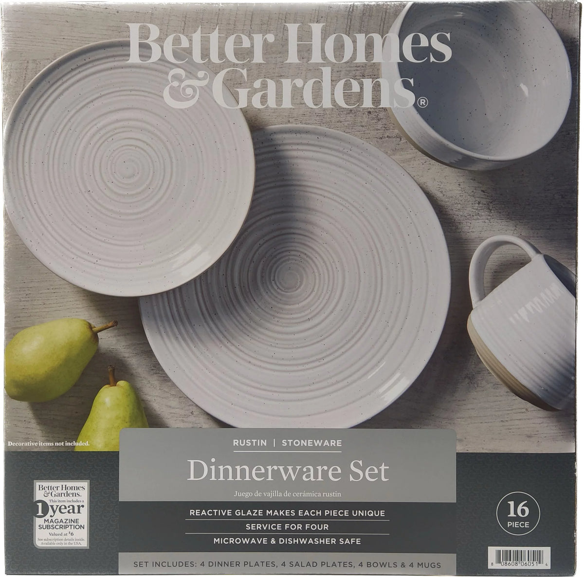 White Round Stoneware 16-Piece Dinnerware Set L36237