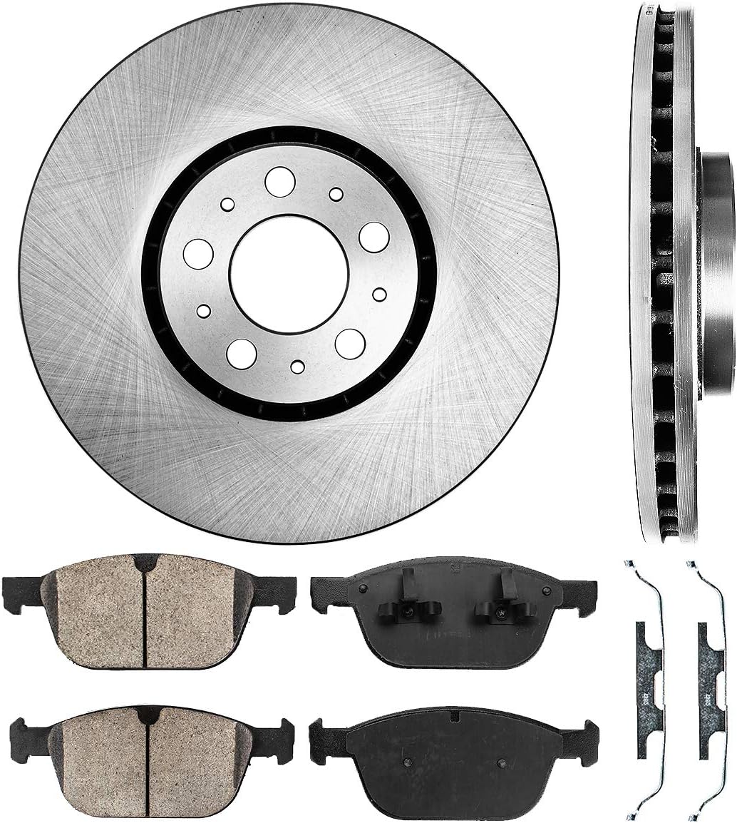 5 Lug Brake Rotors + Ceramic Brake Pads + Hardware R2918