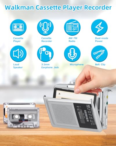 Compact Vintage Cassette Tape Player with AM FM Z4606