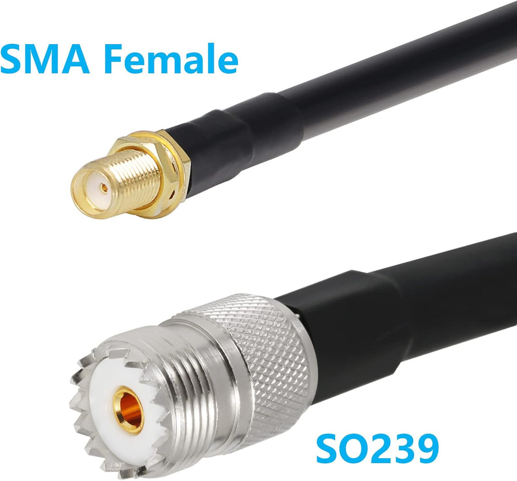 36 ft SMA Female to SO239 Extension Cable, Pure Copper Low-Loss Coaxial Cables 50 Ohm V98744