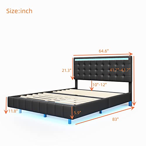 Queen Size LED Bed Frame with USB Charging O2761
