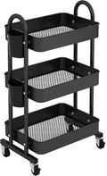 3-Tier Rolling Utility Cart with Mesh Basket and Wheels I64715