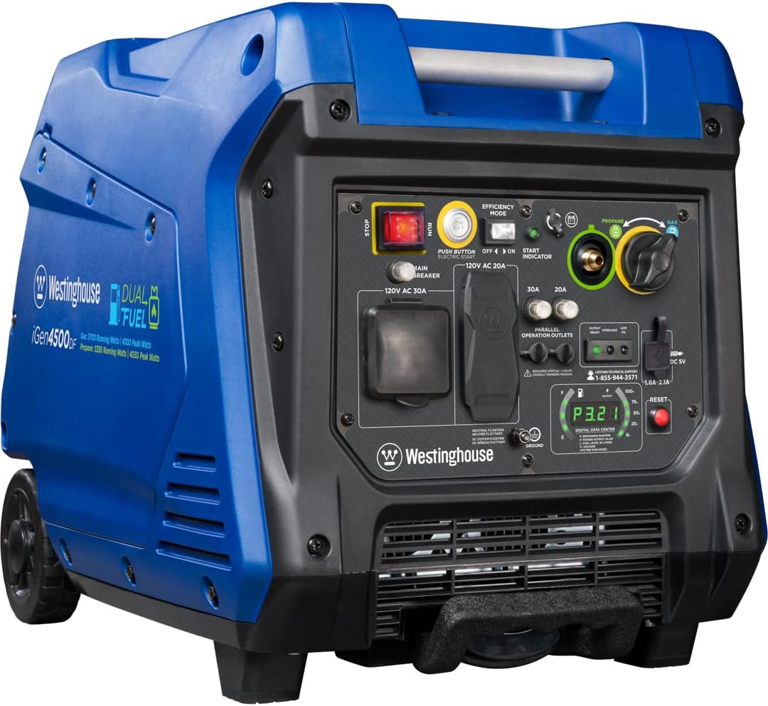 Portable Inverter Generator 4500 Peak Watts Gas Powered Electric Start W7919