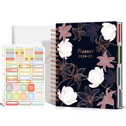 18 Month Weekly & Monthly Planner Spiral Bound Hard Cover with Stickers & Gift Box V120