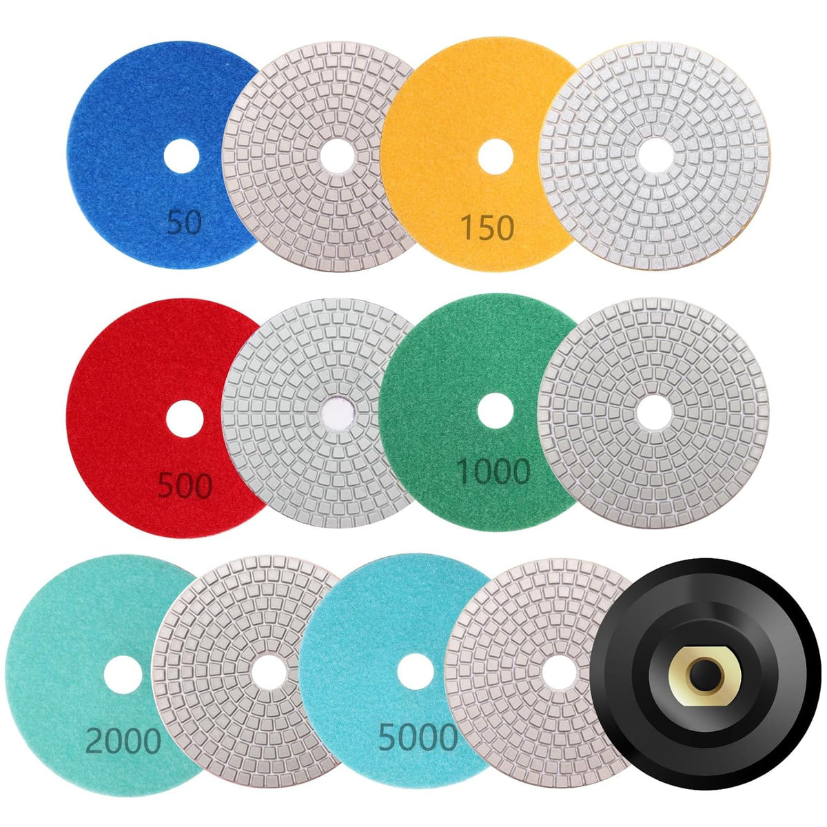 12+1 Pack 4 Inch Diamond Polishing Pads Wet/Dry (50-8000 Grit) Q39305