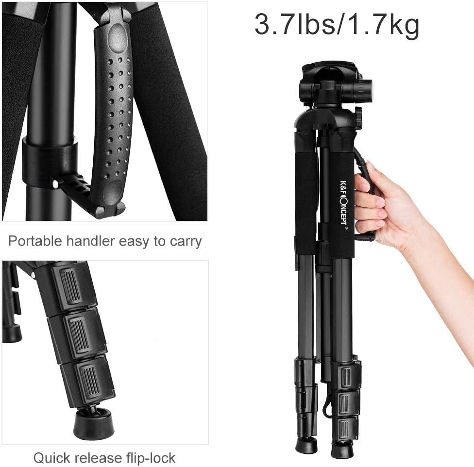 Portable Compact Aluminum Tripod Monopod with 3-Way Swivel Pan Tilt Head B30031