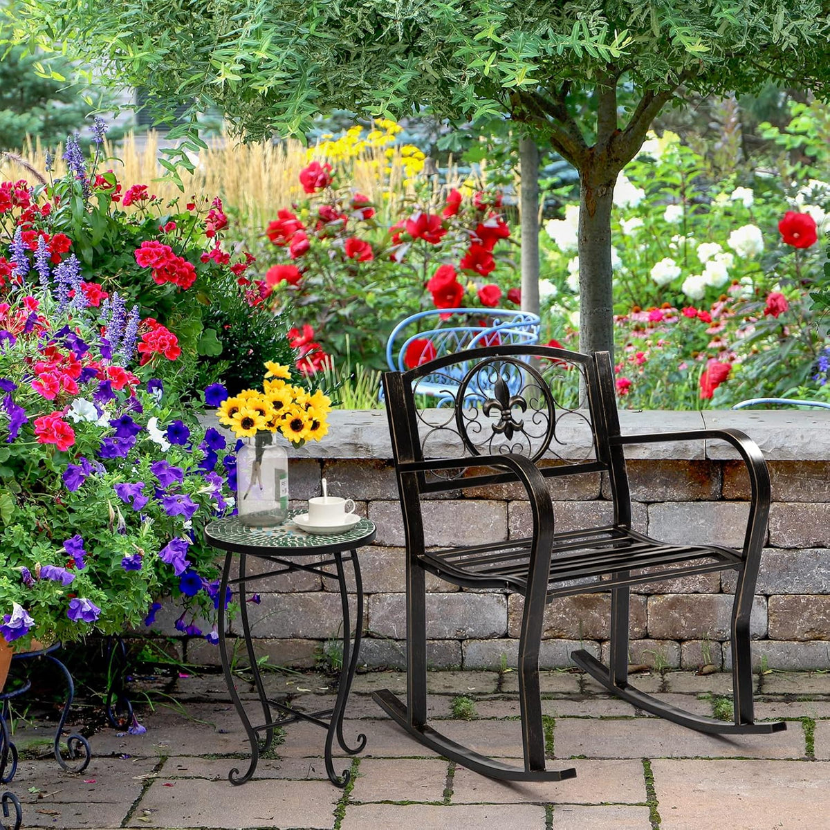 Metal Vintage Rocking Chairs with Back & Armrest L3472