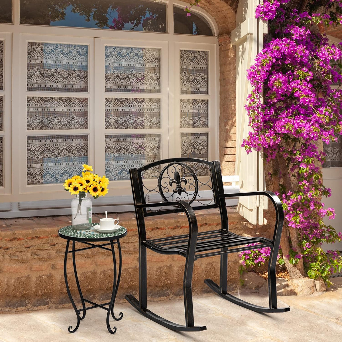 Metal Vintage Rocking Chairs with Back & Armrest L3472