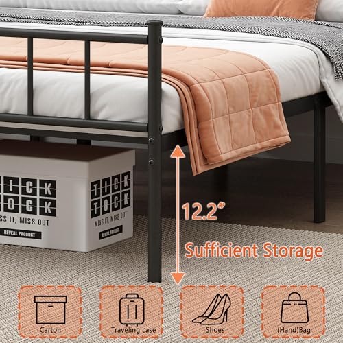 Full Metal Platform Bed Frame with Steel Slat Support X768