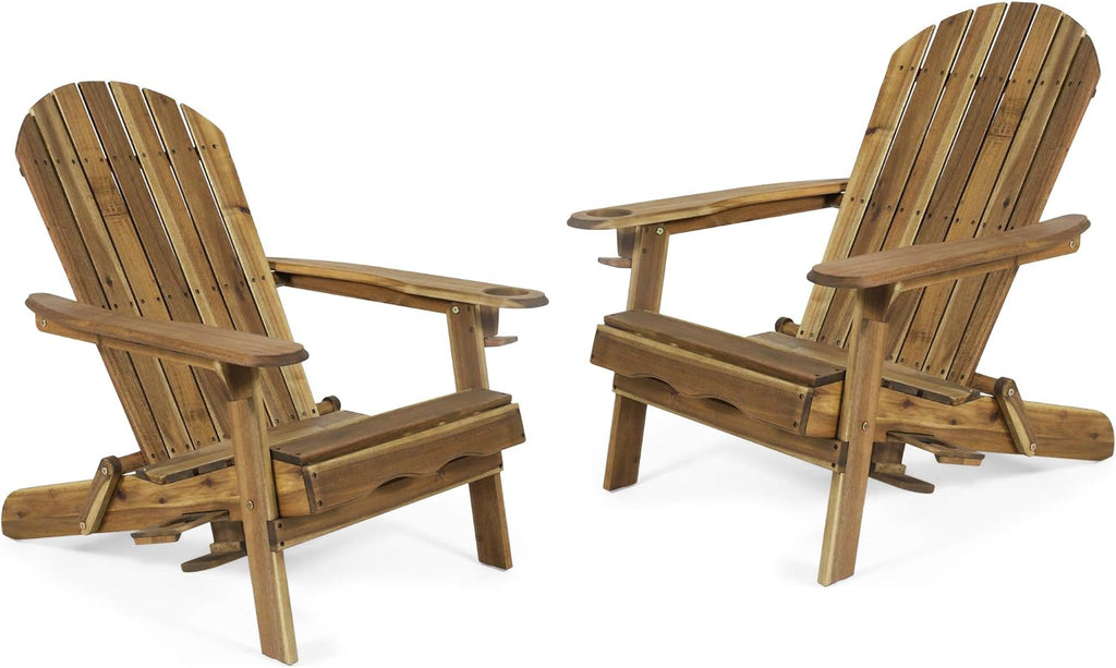 Acacia Wood Folding Adirondack Chairs Set of 2 Q172477