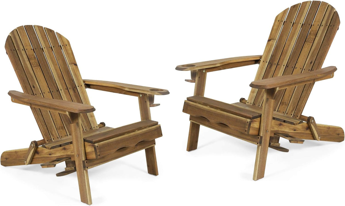 Acacia Wood Folding Adirondack Chairs Set of 2 Q172477