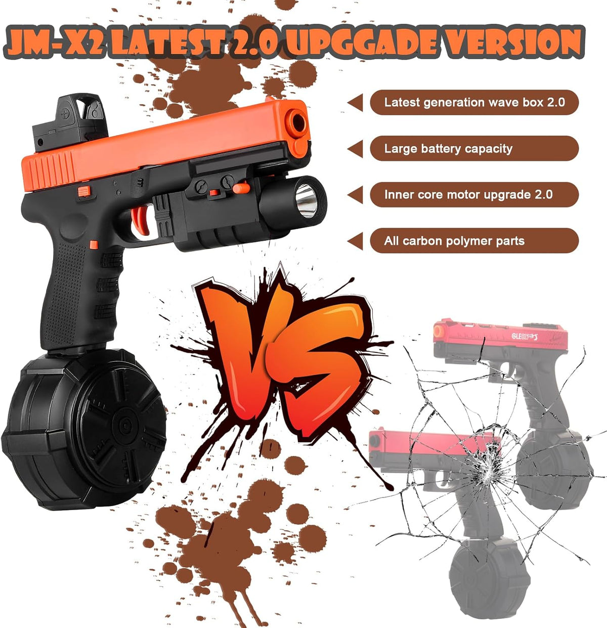 Orange Full Auto Splat-Blaster with Drum and Goggles H3677