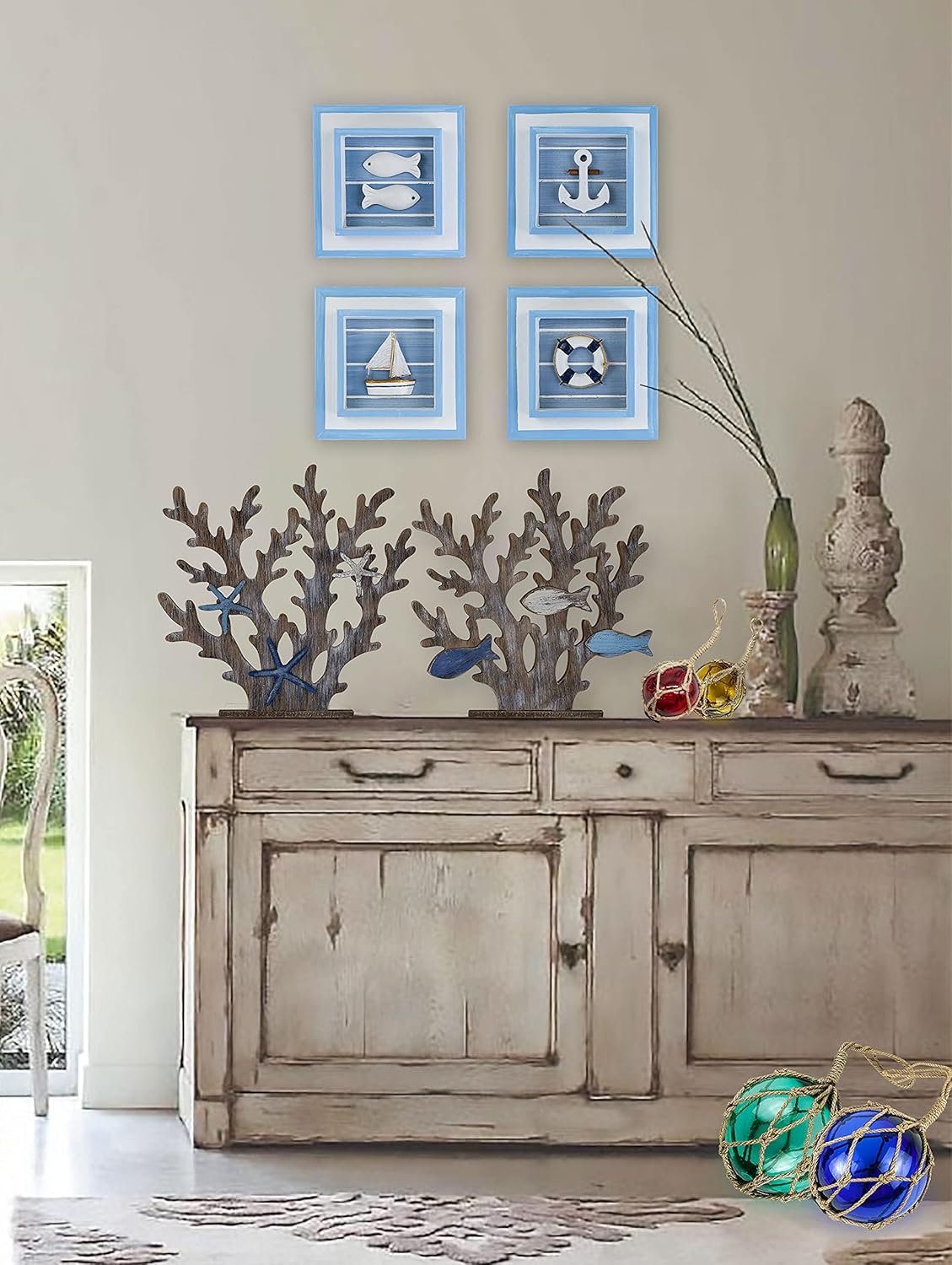 Coral Decor Beach Decor Centerpiece Set of 2 Pack R725