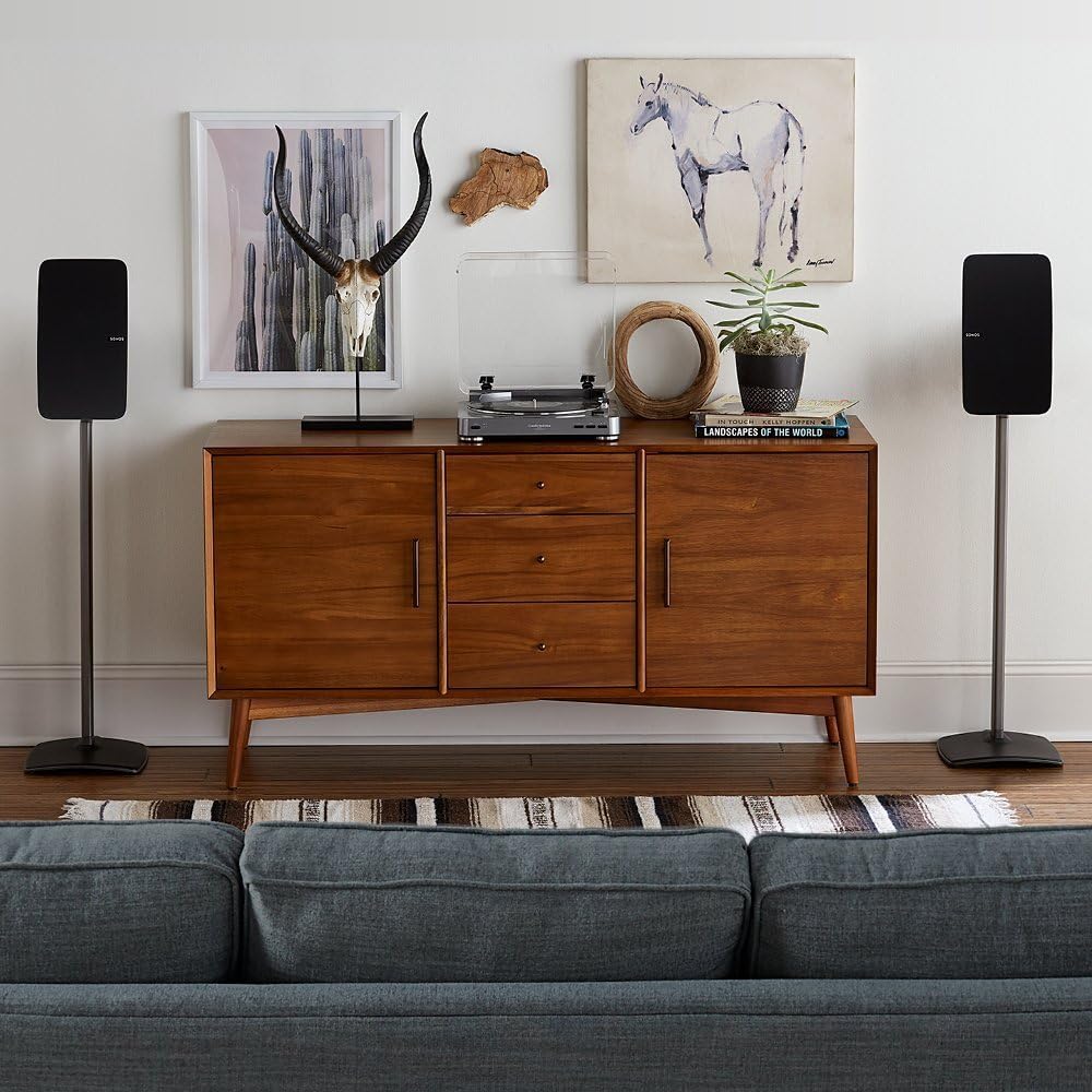 Black Wireless Speaker Stand with Cable Management W54077
