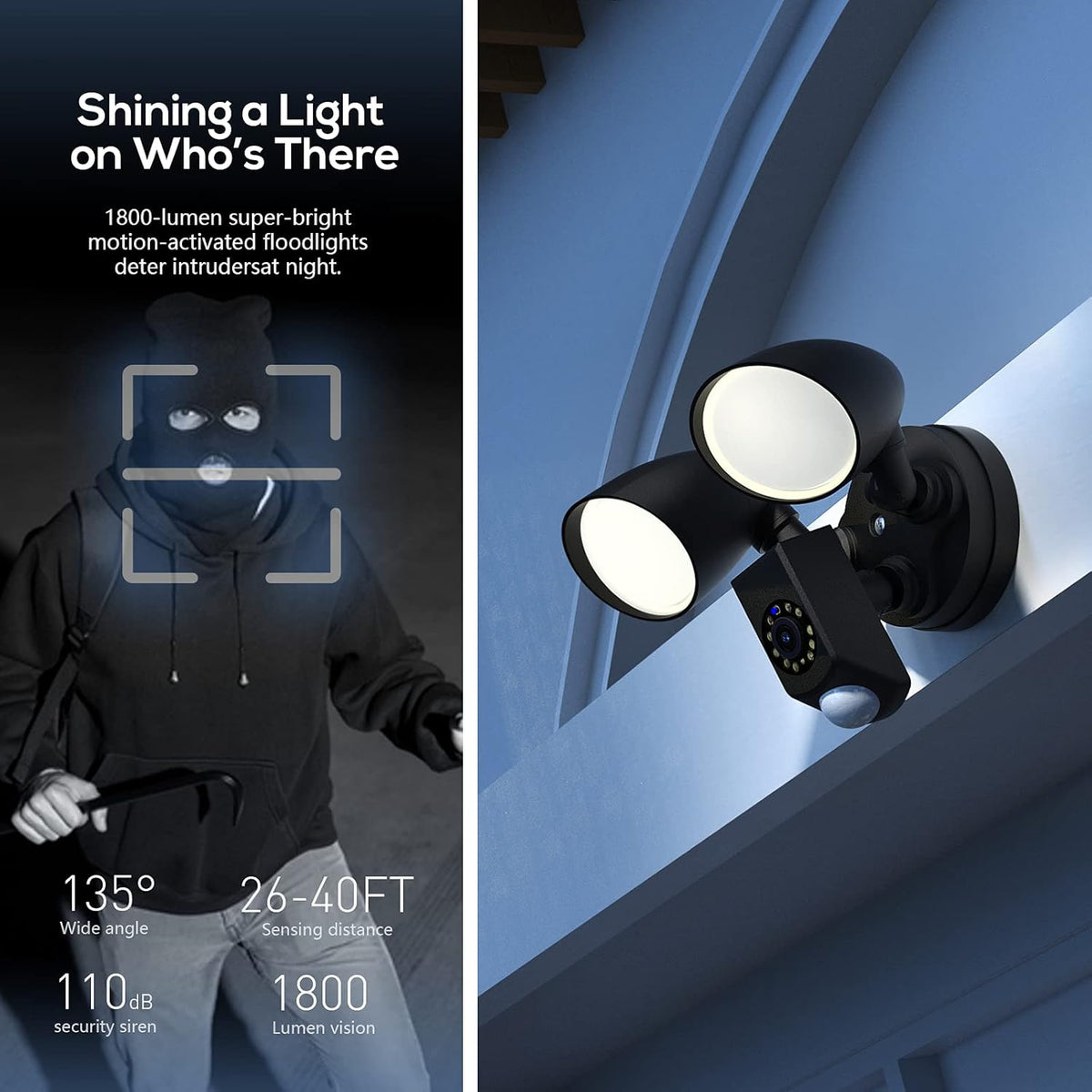 Smart Floodlight Camera Motion Sensor Outdoor Lights with Camera Y8150