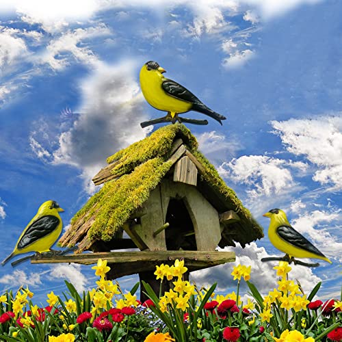 Set of 3 Metal Goldfinches Birds Wall Decorations N840703