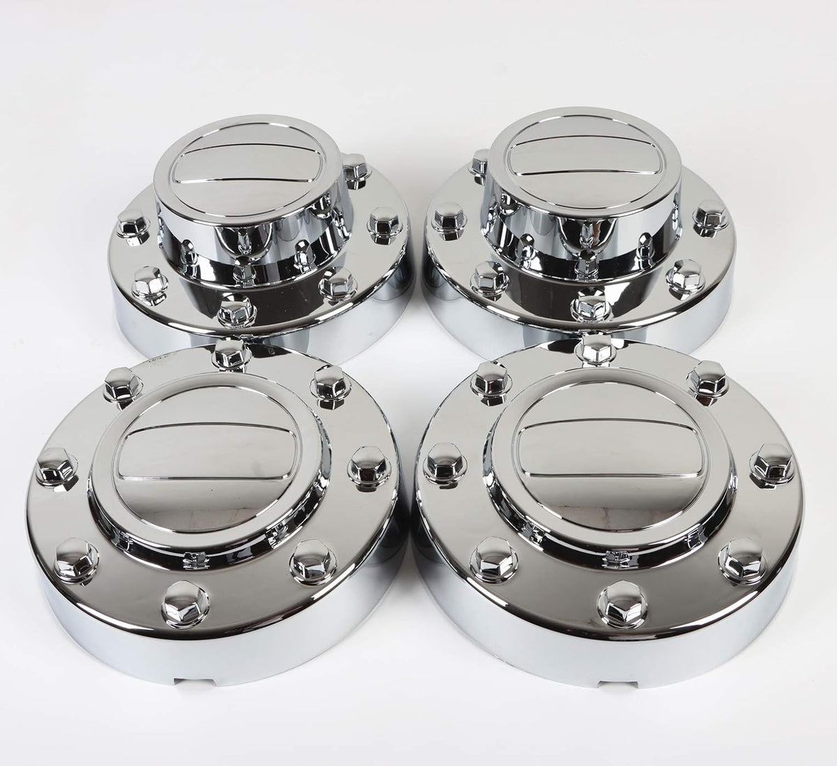 Chrome Wheel Hub Center Caps Set Dually 2 Front and 2 Rear V1909