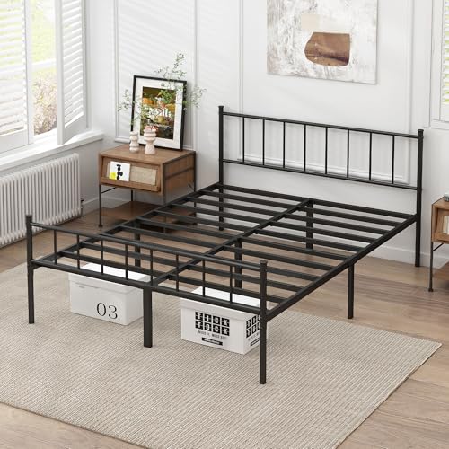 Full Metal Platform Bed Frame with Steel Slat Support X768