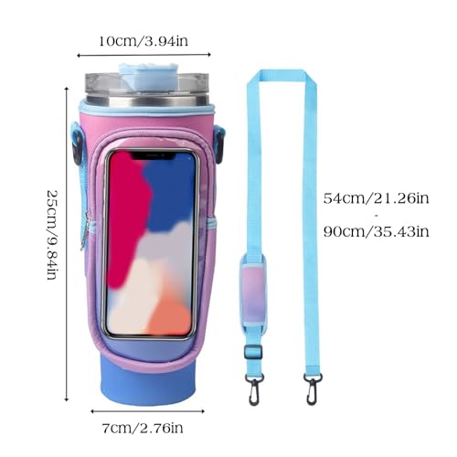 Neoprene Water Bottle Carrier Sling Bag with Strap and Phone Pocket Q244