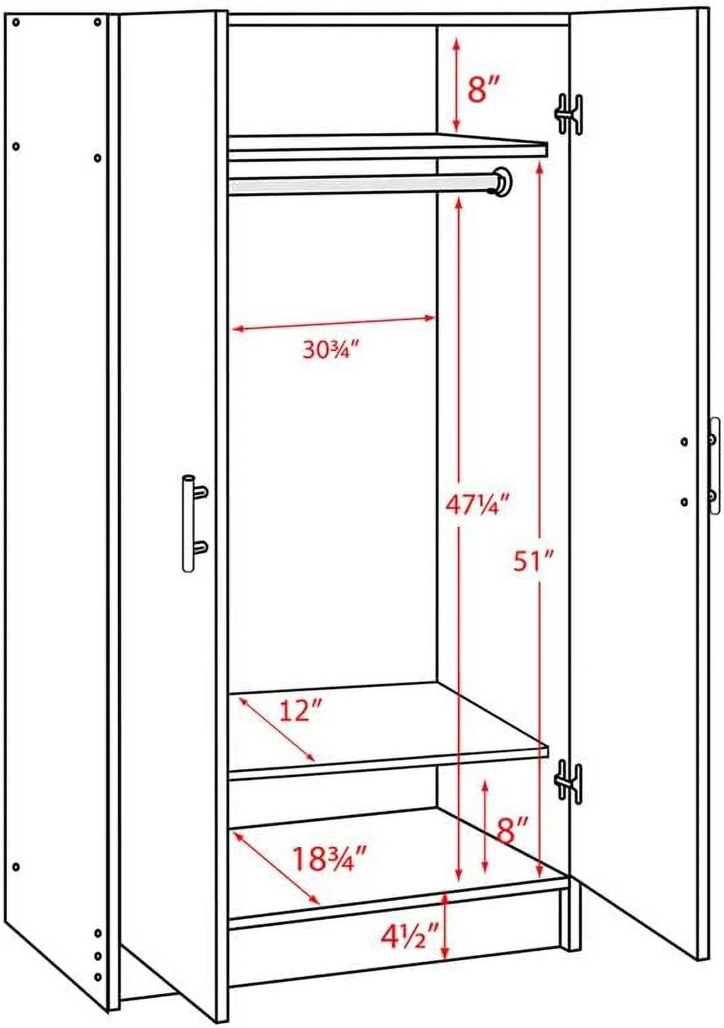 32" Wardrobe Armoire In Espresso H37258