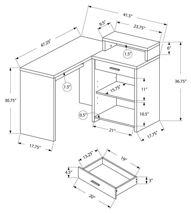 Cappuccino Corner Computer Desk with Storage W7164