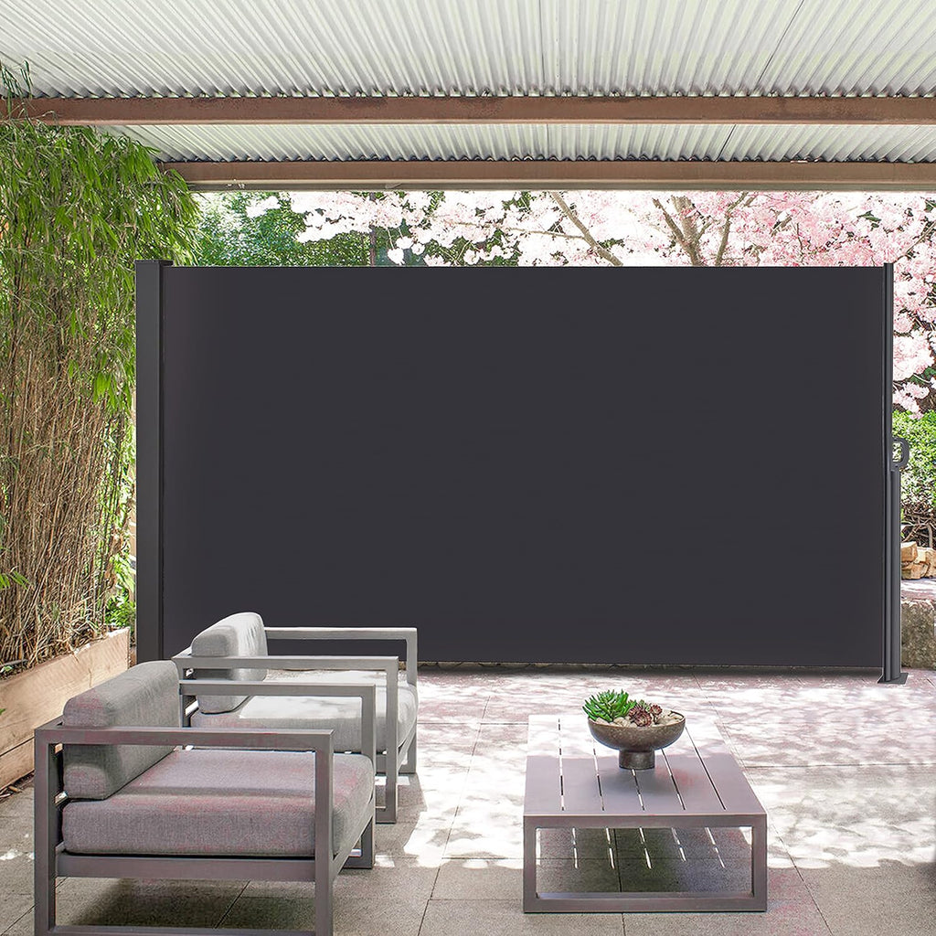 145" x 72" Retractable Side Awning, Waterproof & UV-Resistant Folding Privacy Screen Room Divider Q130299
