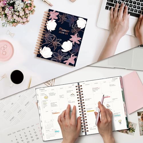 18 Month Weekly & Monthly Planner Spiral Bound Hard Cover with Stickers & Gift Box V120