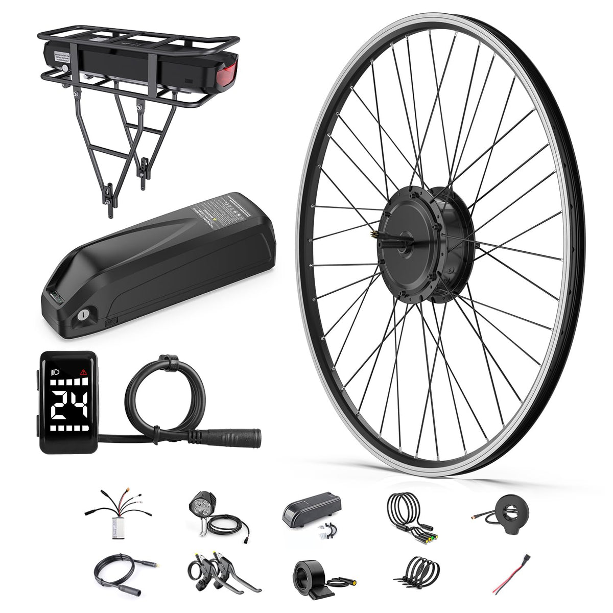 48V 500W Front Hub Motor Electric Bike Conversion Kit with LCD Display K308