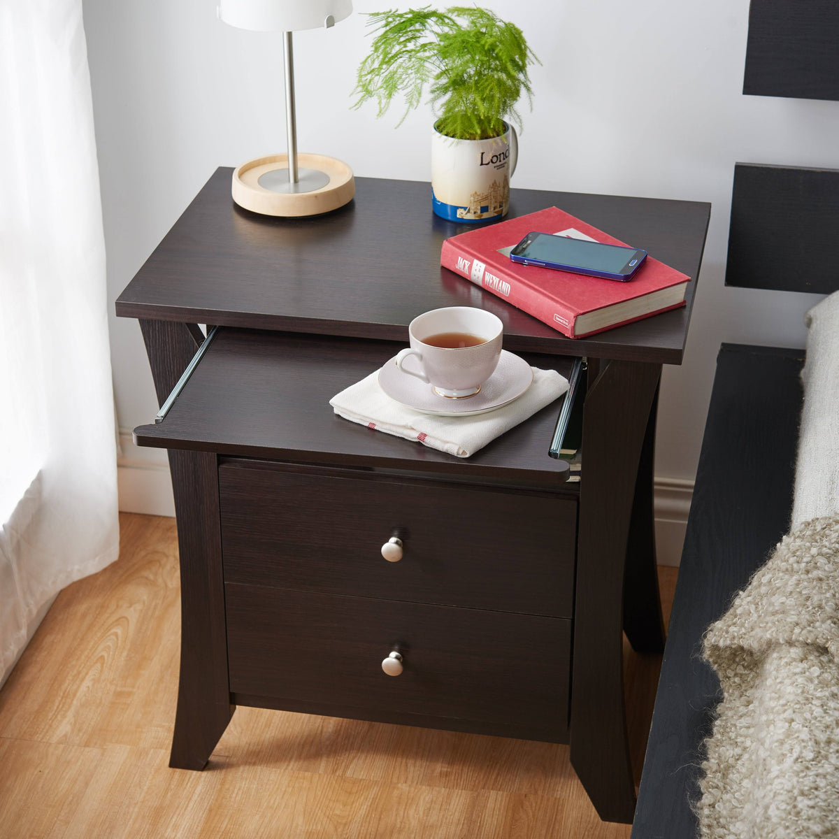 Modern Espresso 2-Drawer Nightstand C60066