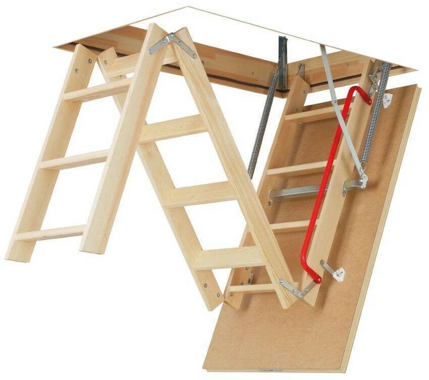 Adjustable Attic Ladder with Anti-Slip Steps Rubber Gasket E68377