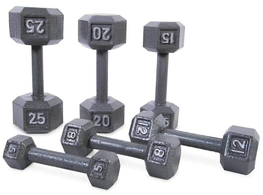 Grey Solid Hex Dumbbell 65 lbs U694
