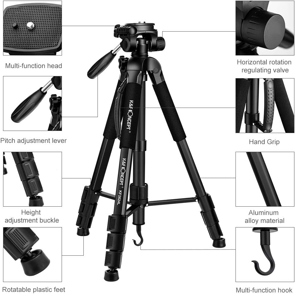 Portable Compact Aluminum Tripod Monopod with 3-Way Swivel Pan Tilt Head B30031