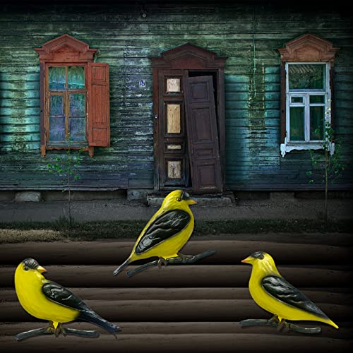 Set of 3 Metal Goldfinches Birds Wall Decorations N840703