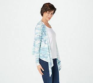 Blue Slub Knit Camo Print Shrug Z95678