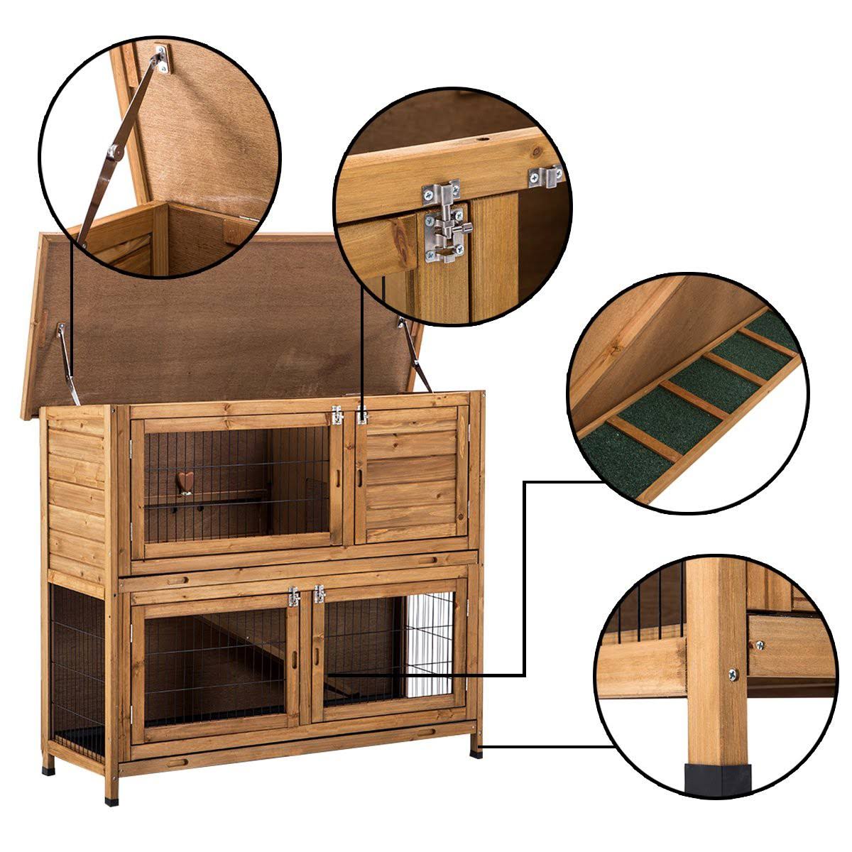 48x22 Wood Chicken Coop Hen House Rabbit Hutch Poultry Cage Y1155