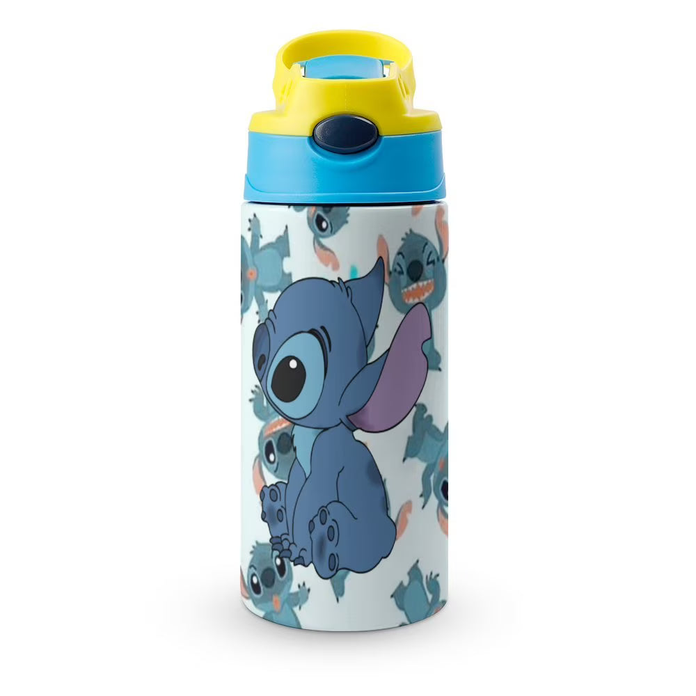 Blue-Stitch-Kawaii Children's Water Bottle Vacuum Insulated Stainless Steel Cup With Straw D5491