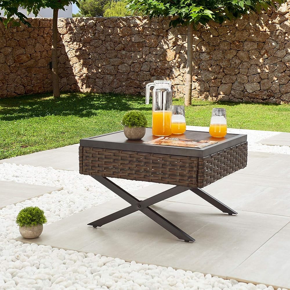 Brown Black Metal Outdoor Coffee Table C4369