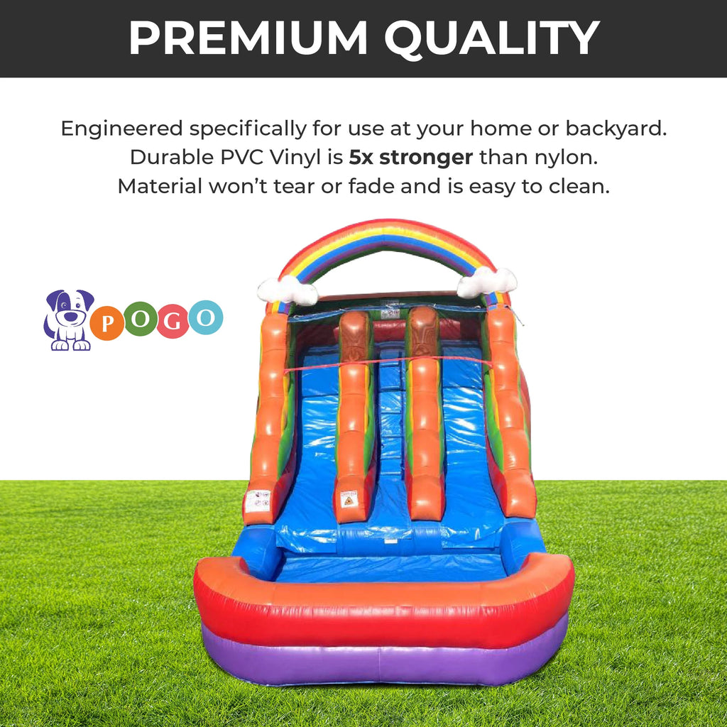 Rainbow Cloud Inflatable Double Water Slide with Blower, 13 Ft G464338