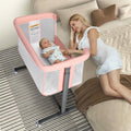 Baby Bassinet with Wheels Adjustable Bedside Sleeper Grey N835783