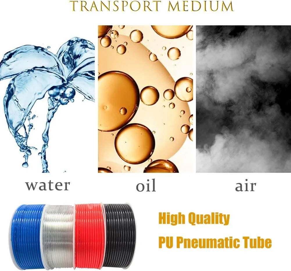 Pneumatic Tubing 6mm x 4mm PU Polyurethane Tube Air Hose Line Clear 32.8ft/10Meters Q9109